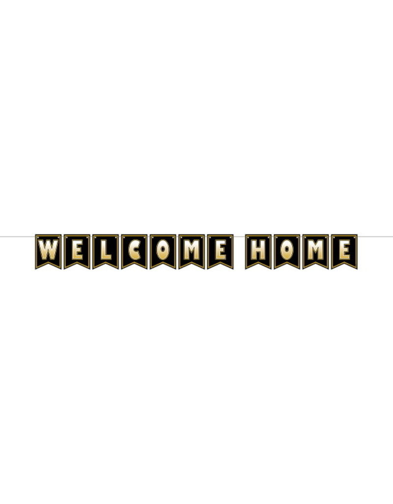 Welcome Home 6"X7' Streamer Black/Gold