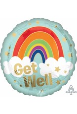 Get Well Gold Rainbow 18" Mylar Balloon