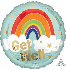 Get Well Gold Rainbow 18" Mylar Balloon