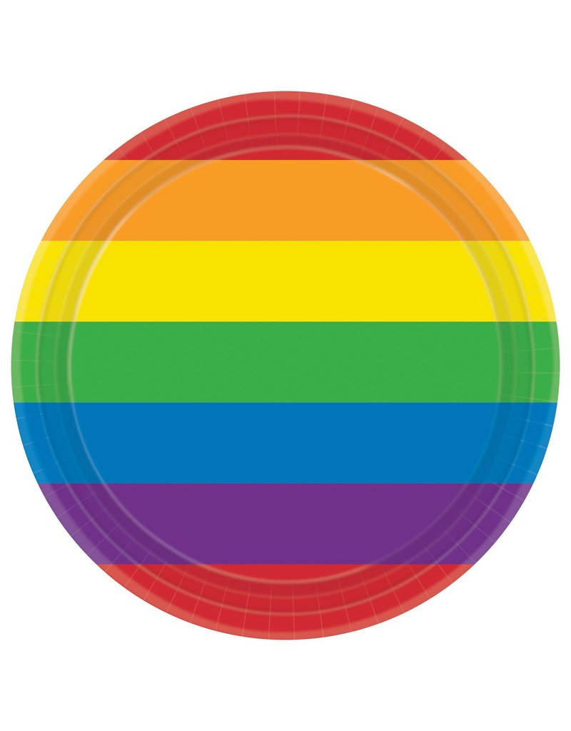 Rainbow Round Plates, 7" (8)
