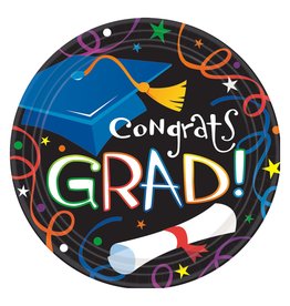 Colorful Grad Celebration 7" Plates (8)