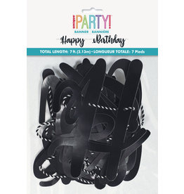 Black Happy Birthday Script Banner 7ft