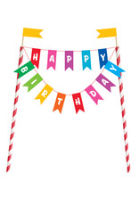 Rainbow Birthday Bunting Cake Top