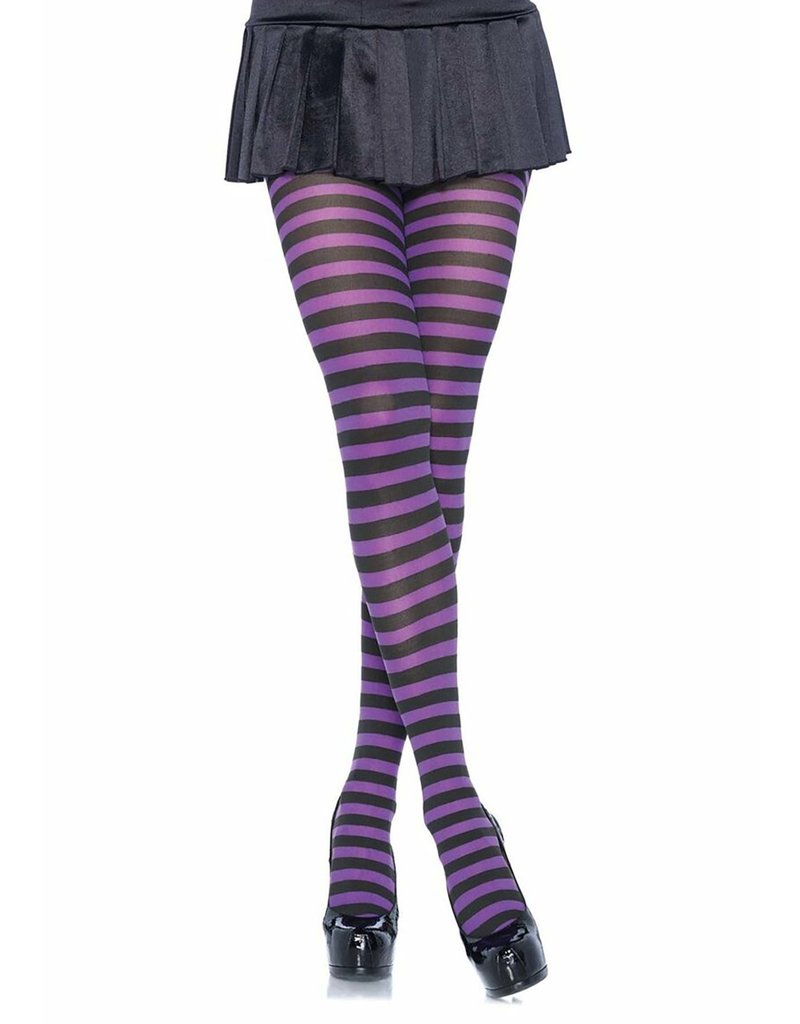 Black & Purple Striped Pantyhose