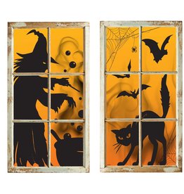 Witch and Cat Window Silhouettes