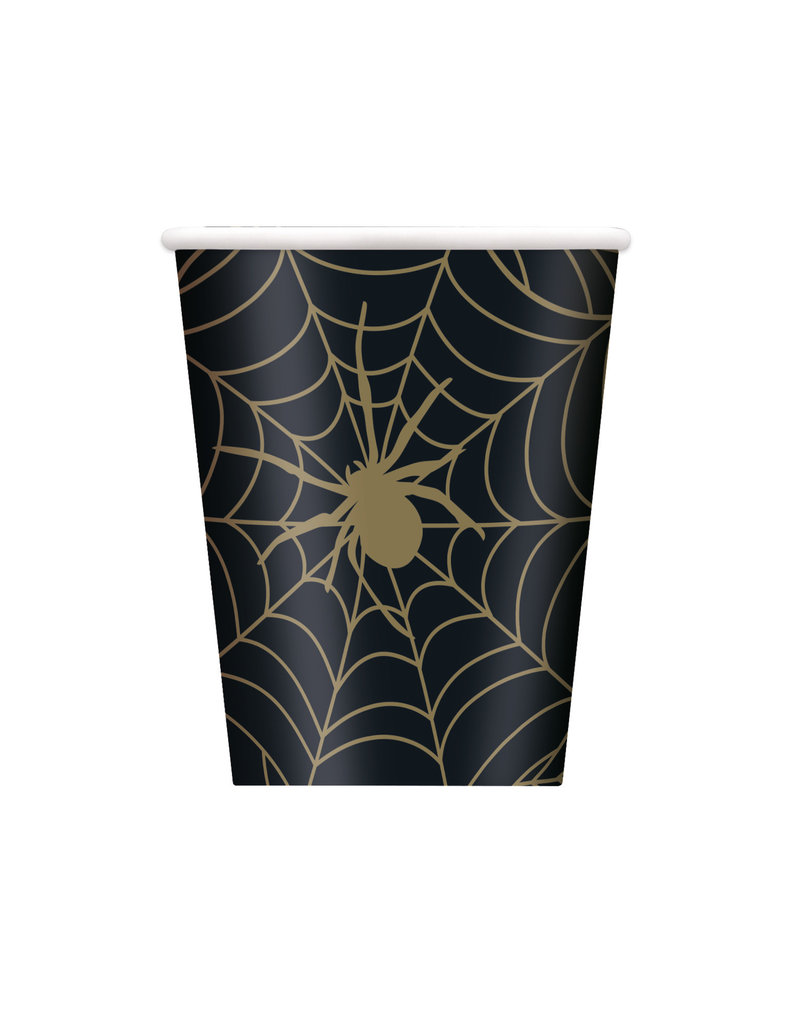 Black and Gold Spider Web 9oz Paper Cup