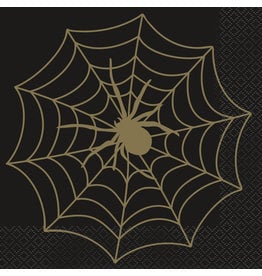 Black and Gold Spider Web Lunch Napkin