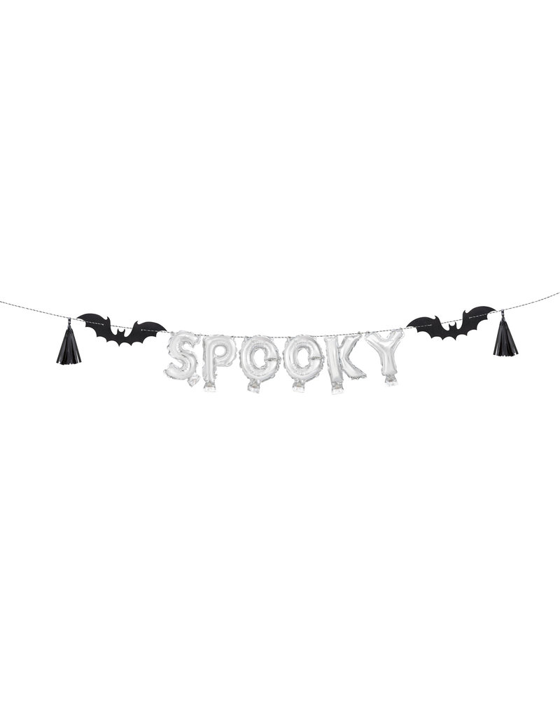 Spooky Foil Balloon Banner Kit With Bats 12FT