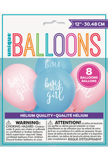 Gender Reveal 12" Party Balloons (8)