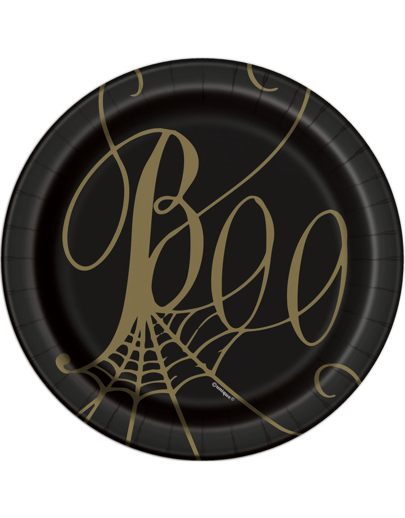 Black and Gold Spider Web 7" Plate (8)