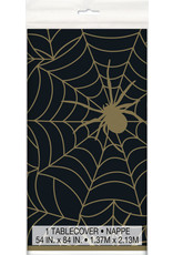 Black and Gold Spider Web Plastic Table Cover