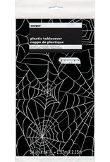 Black and Silver Spider Web Plastic Table Cover