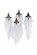Hanging Ghost Assorted W/Stripe Witch Hats