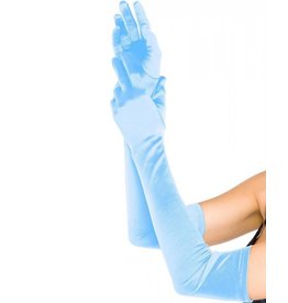 Blue Extra Long Satin Gloves