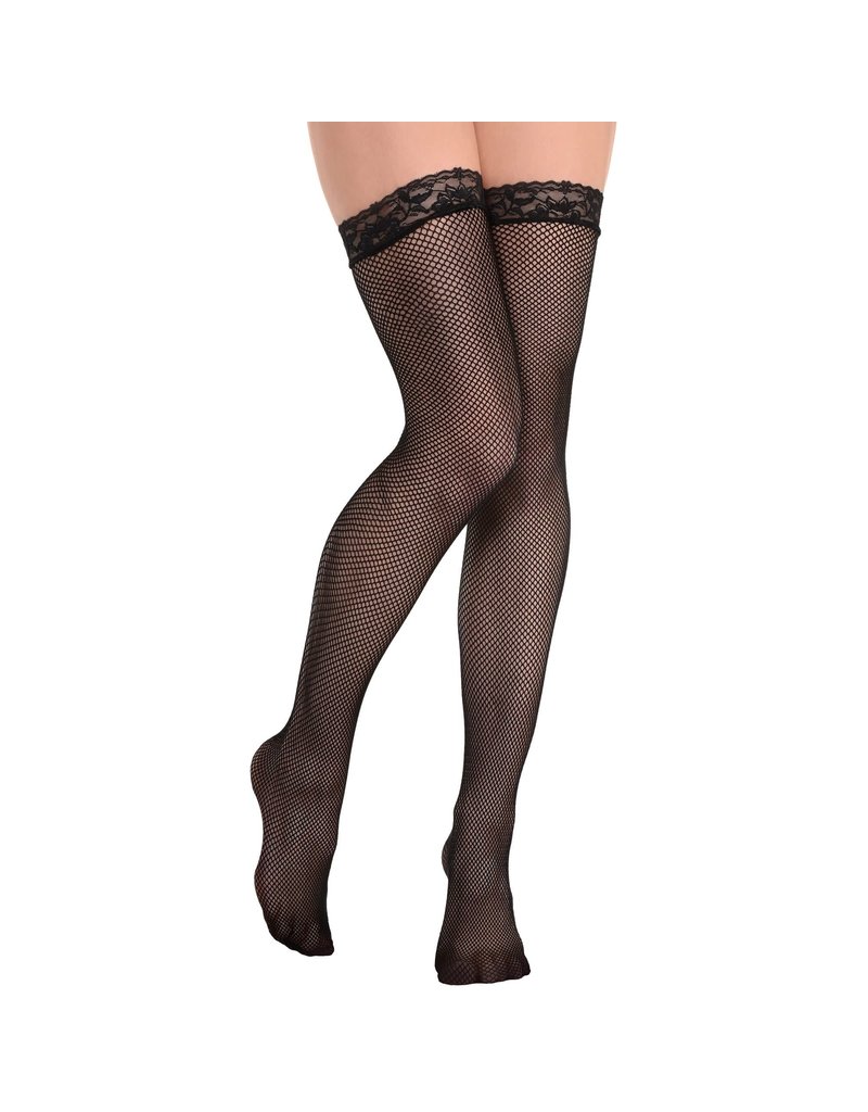 Fishnet with Lace Top Thigh Highs - Adult Standard (Up to 165 LBS)