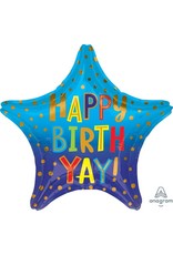 Happy Birth YAY 19" Star Mylar Balloon
