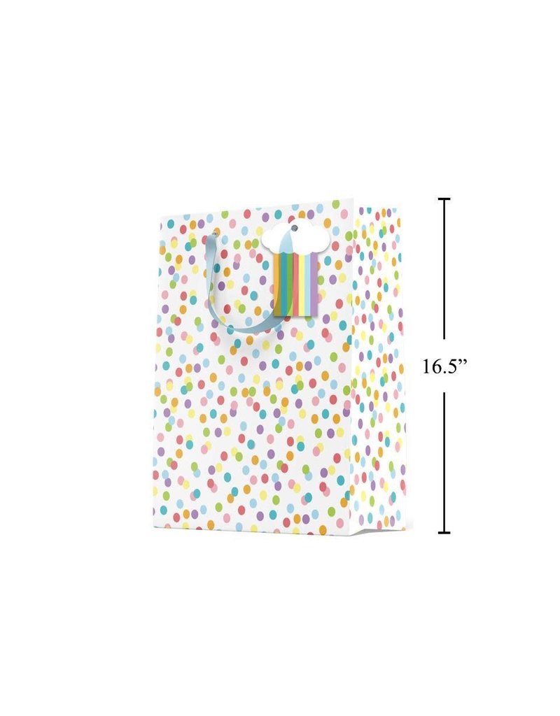 Paper, Jumbo Gift Bag, Rainbow Dots, Matte/Glitter