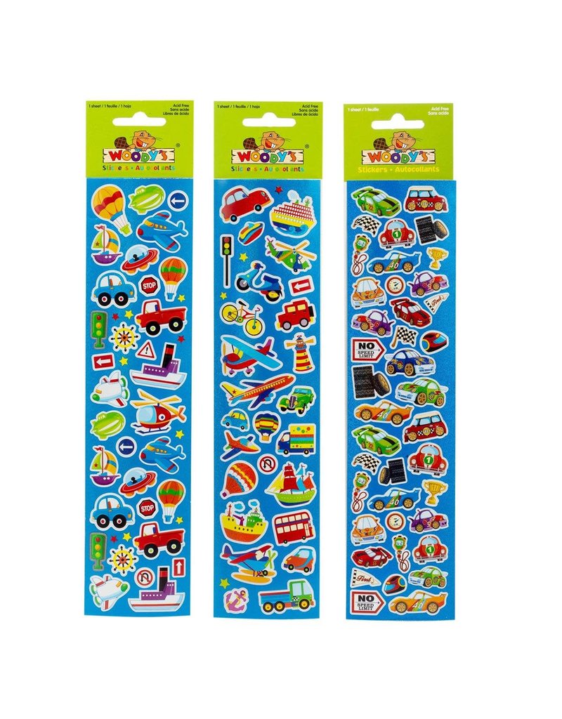 Woody's stickers, Transportation 3 Assorted Styles