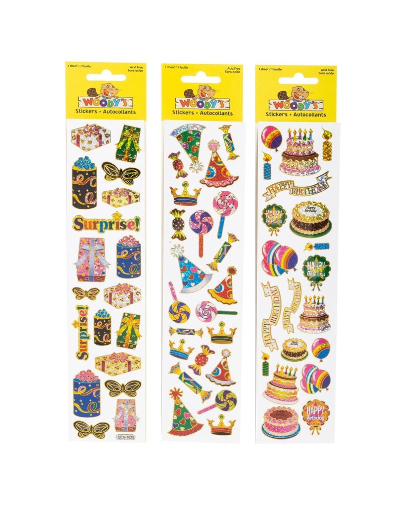 Woody's Laser Stickers, Party, 3 Styles