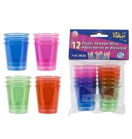 Let's Party 12 pcs Plastic Shooter Glass, 4 colours