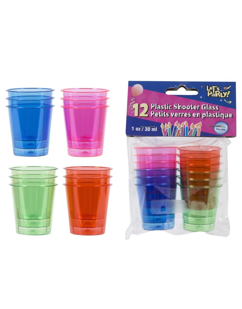 Let's Party 12 pcs Plastic Shooter Glass, 4 colours