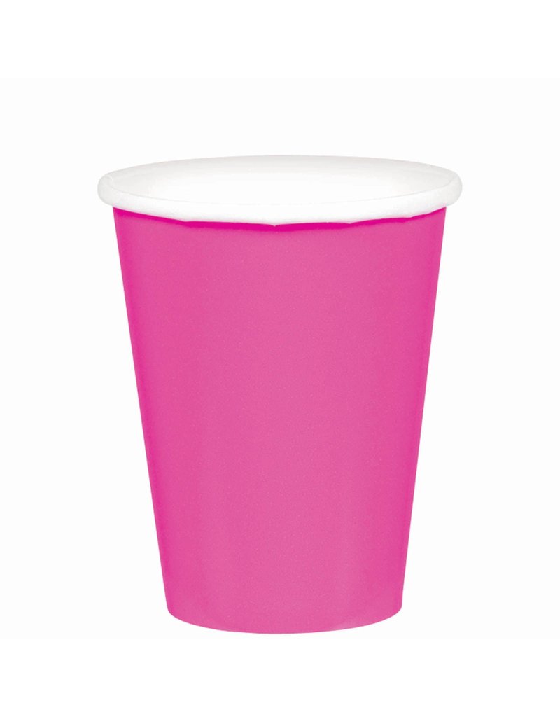 9 oz. Paper Cups, Mid Ct. - Bright Pink (20)