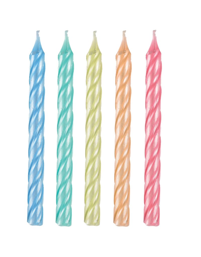 Pastel Pearlized Spiral Candles 3 1/4" (12)