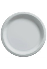6 3/4" Round Paper Plates, Mid Ct. - Silver (20)