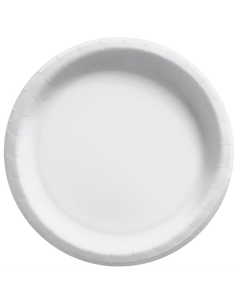 8 1/2" Round Paper Plates, Mid Ct. - Frosty White (20)