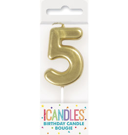 Mini Gold Pick Birthday Candle #5