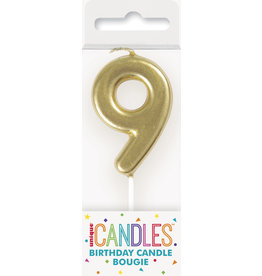 Mini Gold Pick Birthday Candle #9