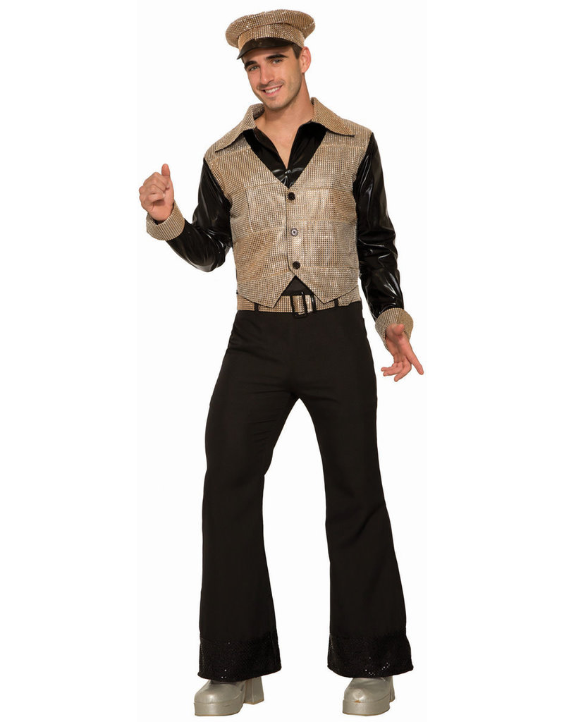 Men's Disco King Shirt with Attached Vest/Belt Standard Costume