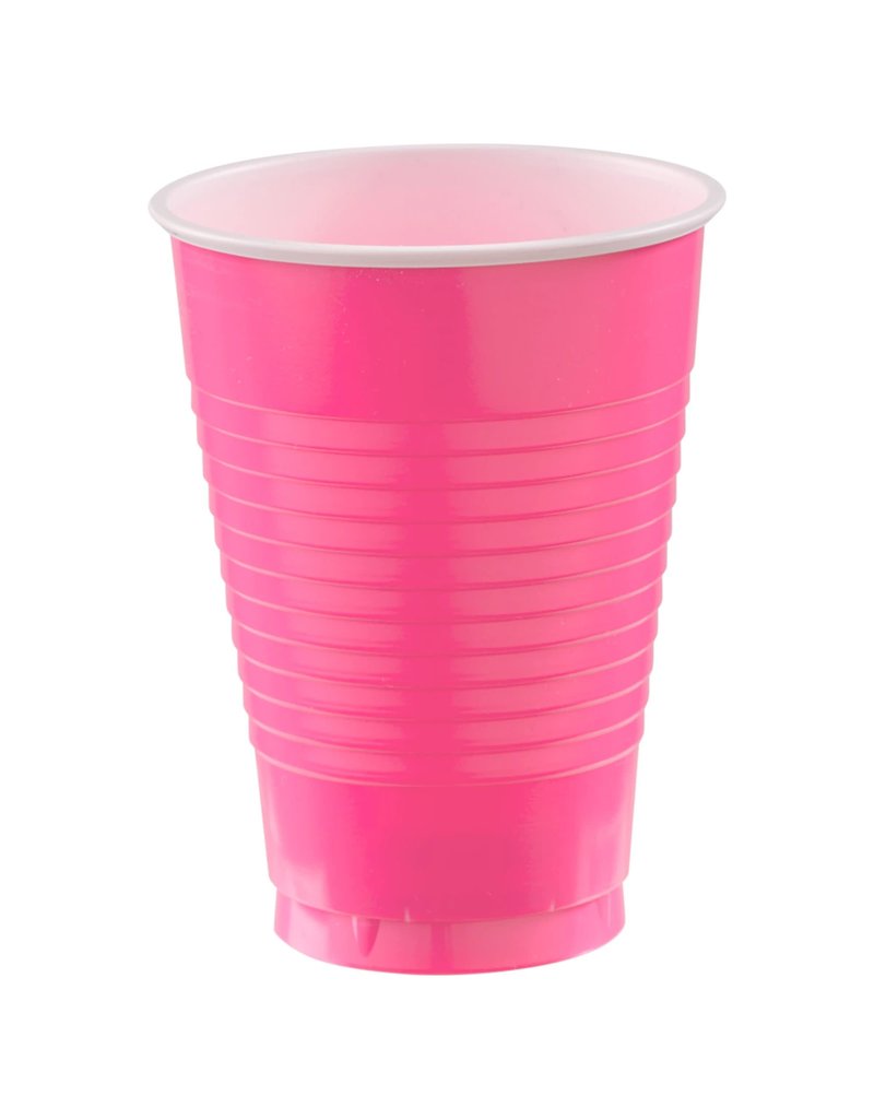 Bright Pink 12 oz. Plastic Cups - (20)
