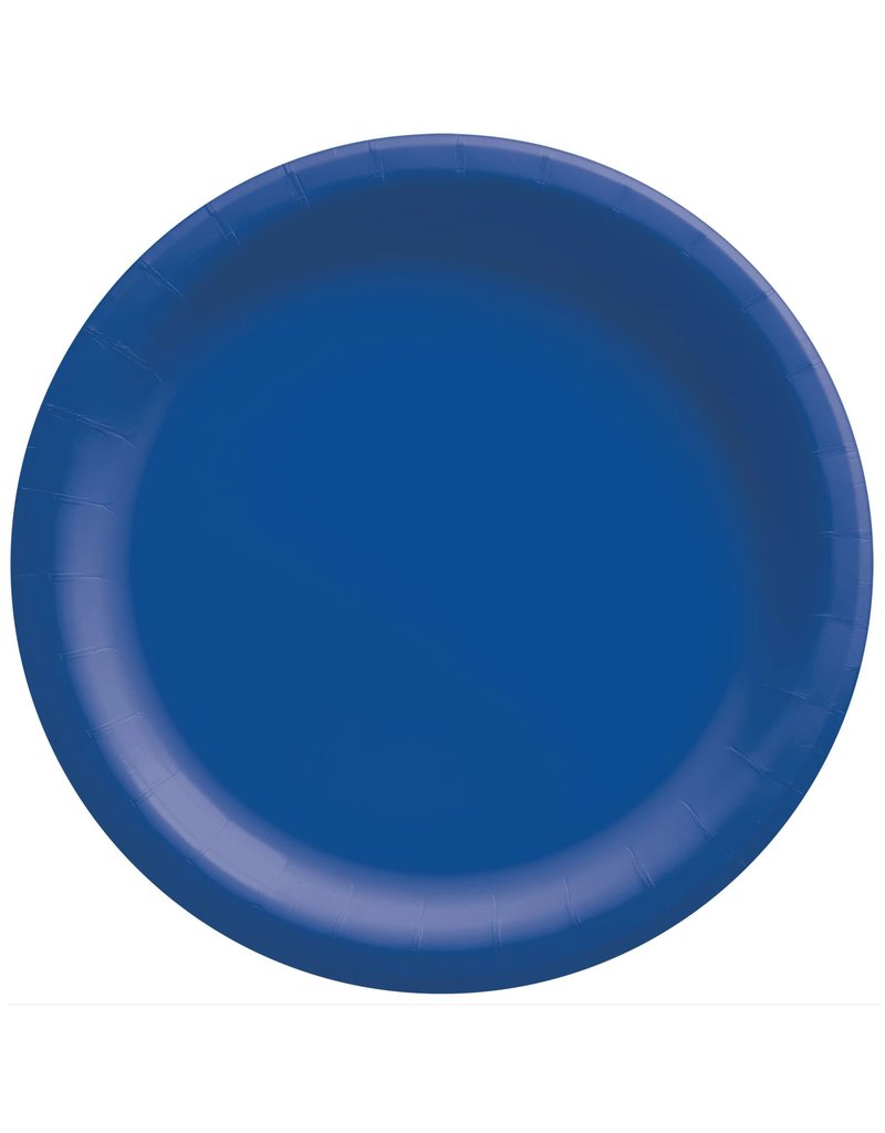 6 3/4" Round Paper Plates, Mid Ct. - Bright Royal Blue (20)