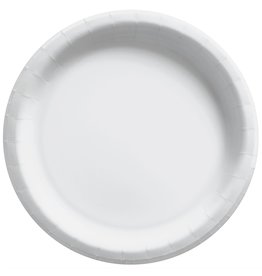 6 3/4" Round Paper Plates, Mid Ct. - Frosty White (20)