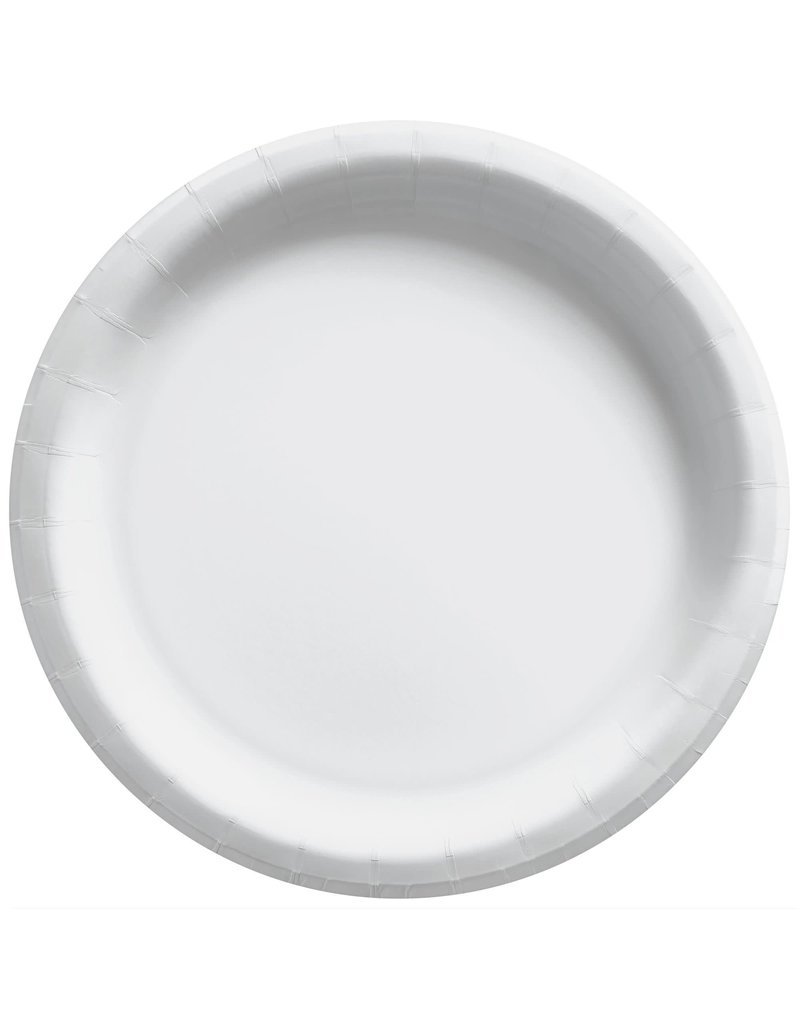 6 3/4" Round Paper Plates, Mid Ct. - Frosty White (20)
