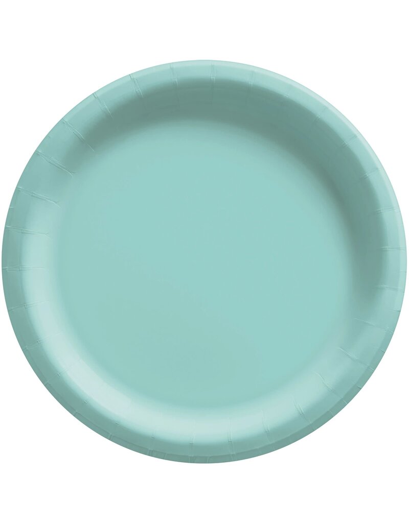 6 3/4" Round Paper Plates, Mid Ct. - Robin's-Egg Blue (20)