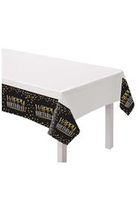 Black & Gold Birthday Plastic Table Cover