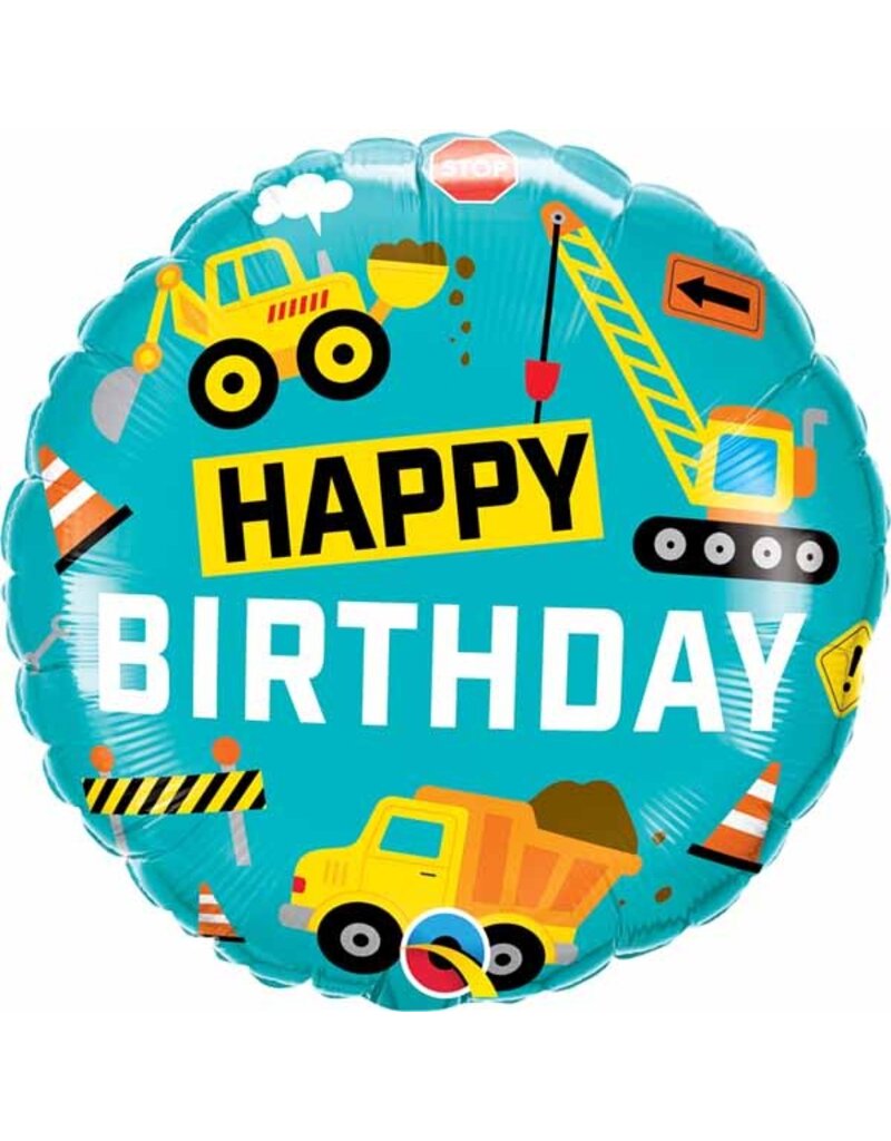 Happy Birthday Construction 18" Mylar Balloon
