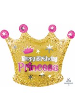 HBD Gold Crown JR Shape 20" Mylar Balloon