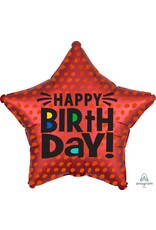 Red Happy Birth Day Star 19" Mylar Balloon