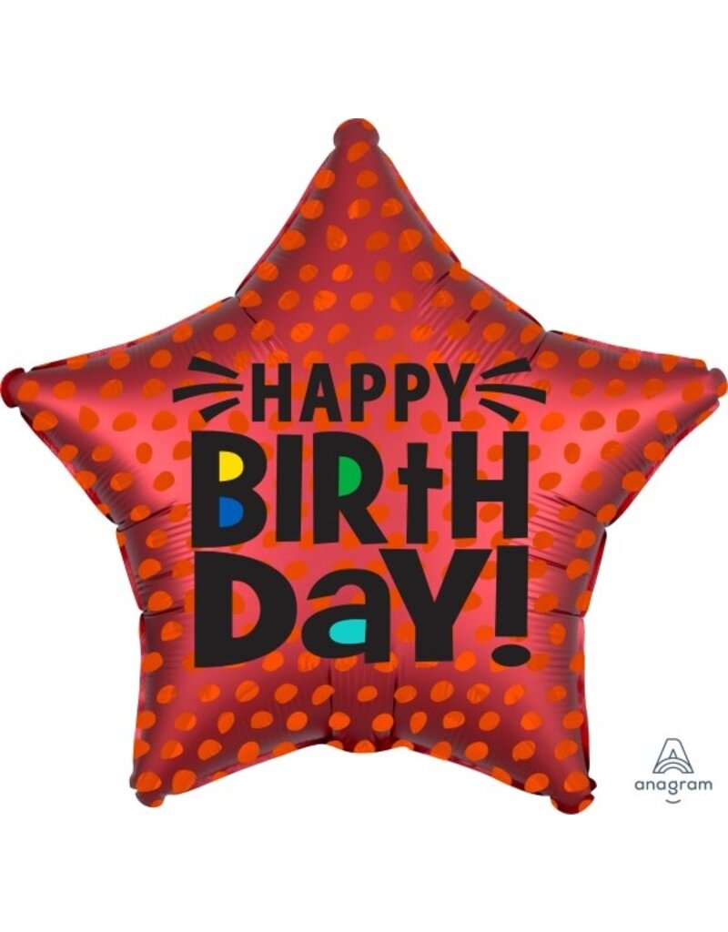 Red Happy Birth Day Star 19" Mylar Balloon