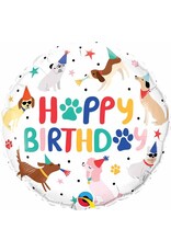 HBD Party Puppies 18" Mylar Balloon