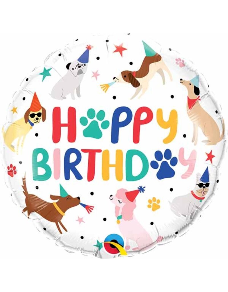 HBD Party Puppies 18" Mylar Balloon