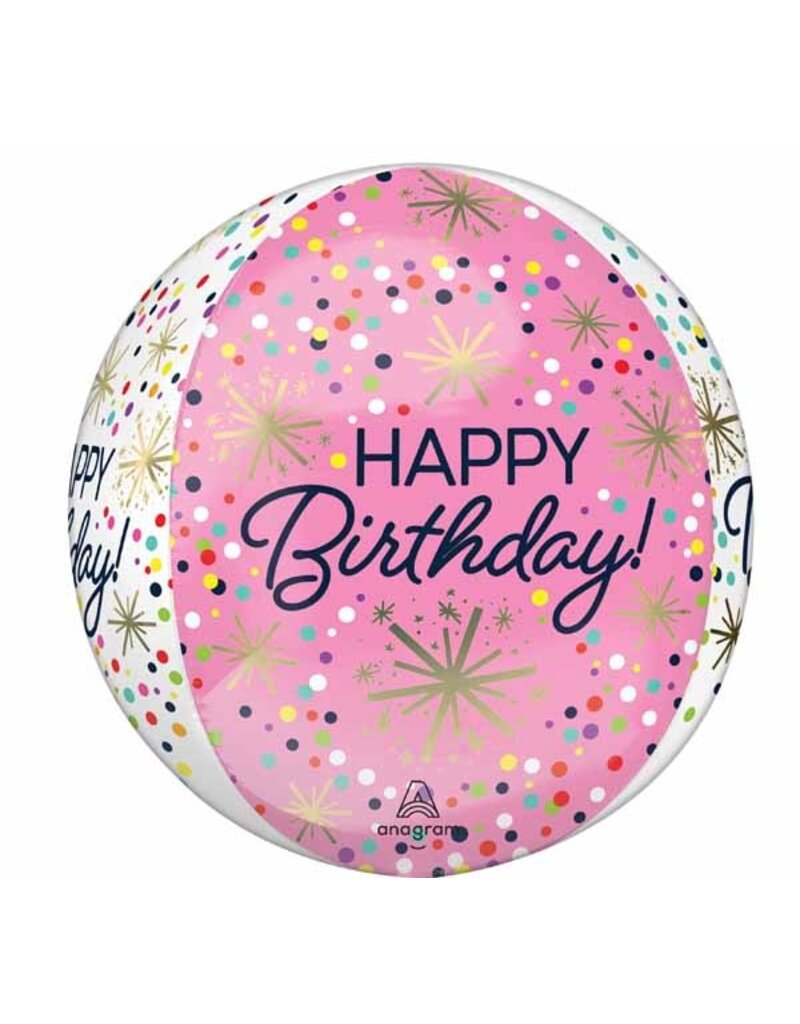 HBD Confetti Sprinkle ORBZ 16" Mylar Balloon