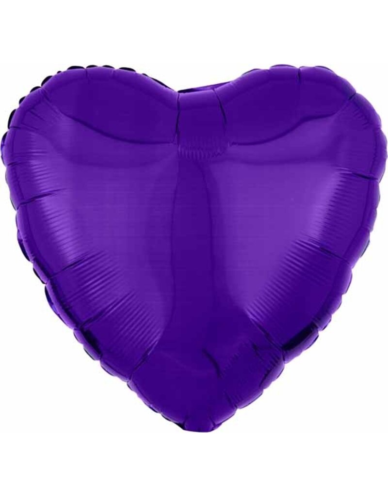 Purple Metallic Heart 18'' Mylar Balloon