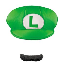 Luigi Adult Hat & Mustache Super Mario Kit