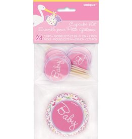 Baby Girl Stork Cupcake Kit (24)