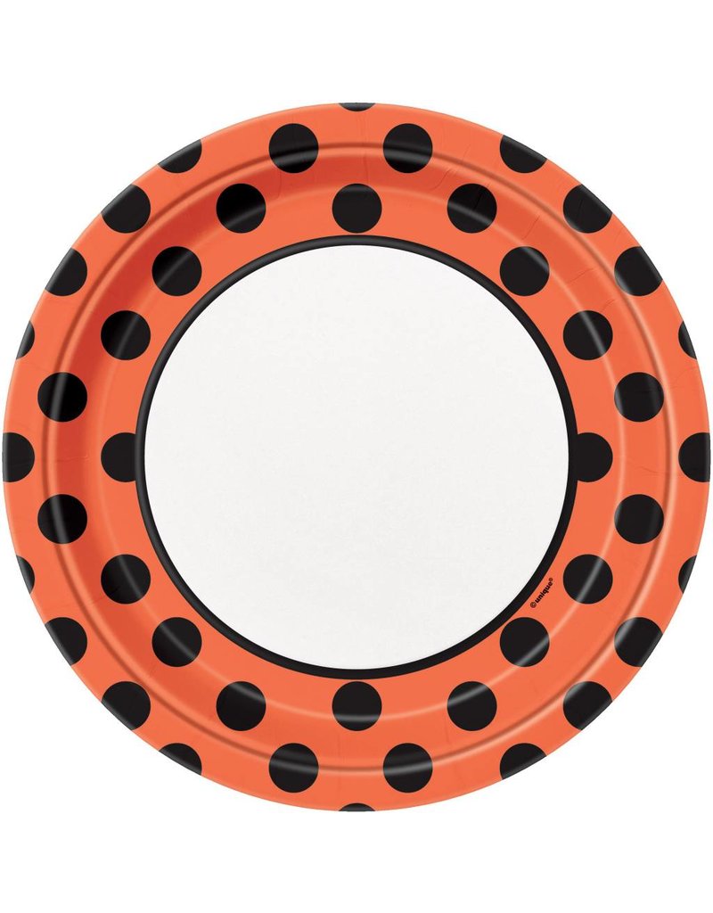 Orange & Black Dots 9" Plates (8)