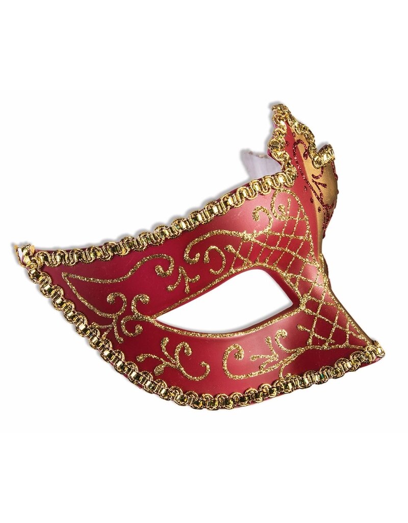 Gold/Red Eye Mask W/Ribbon